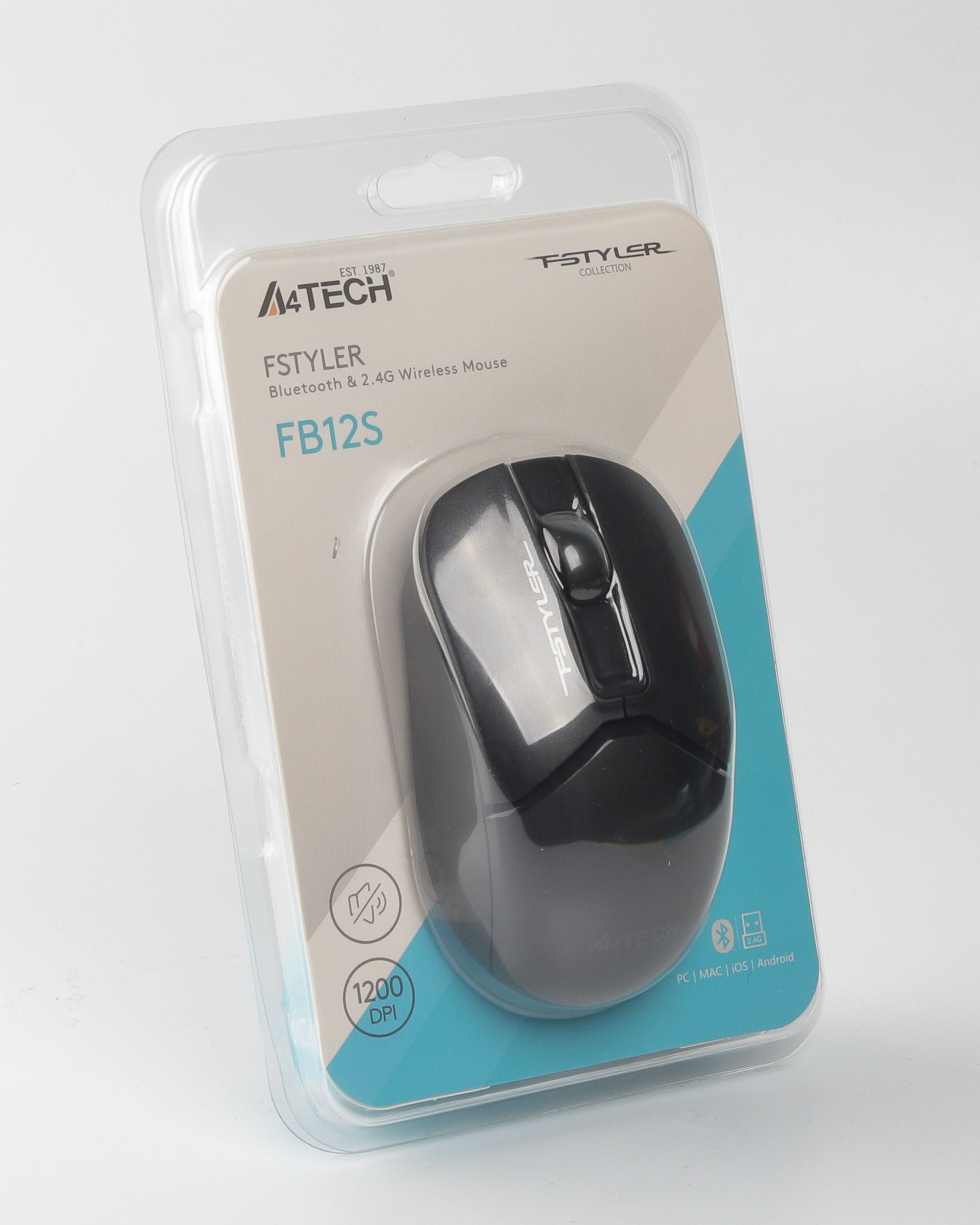 Миша бездротова безшумна Fstyler, Bluetooth / 2.4 ГГц, чорний A4Tech — фото 10