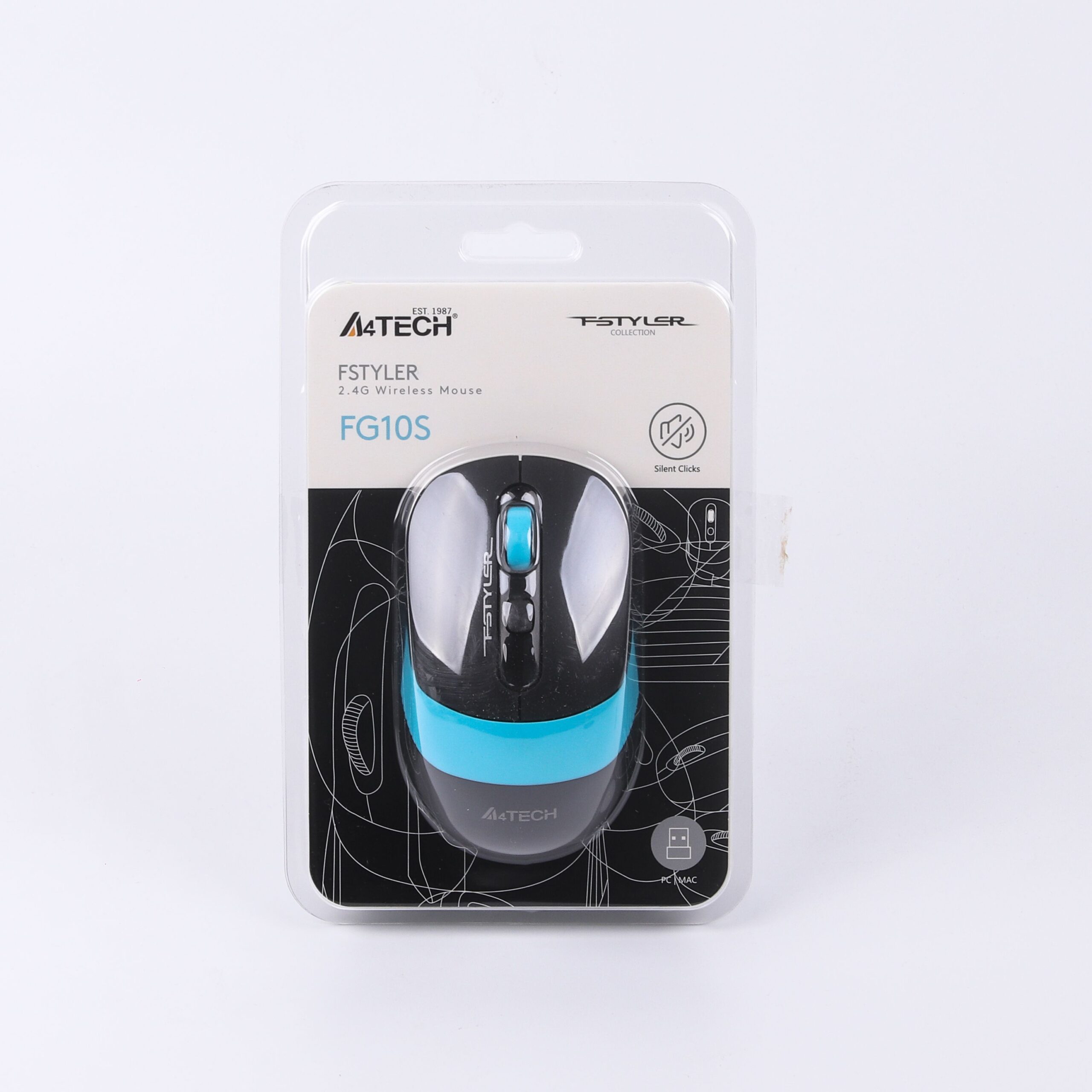 Миша бездротова безшумна Fstyler, USB, 2000 dpi, синій A4Tech FG10S — фото 6
