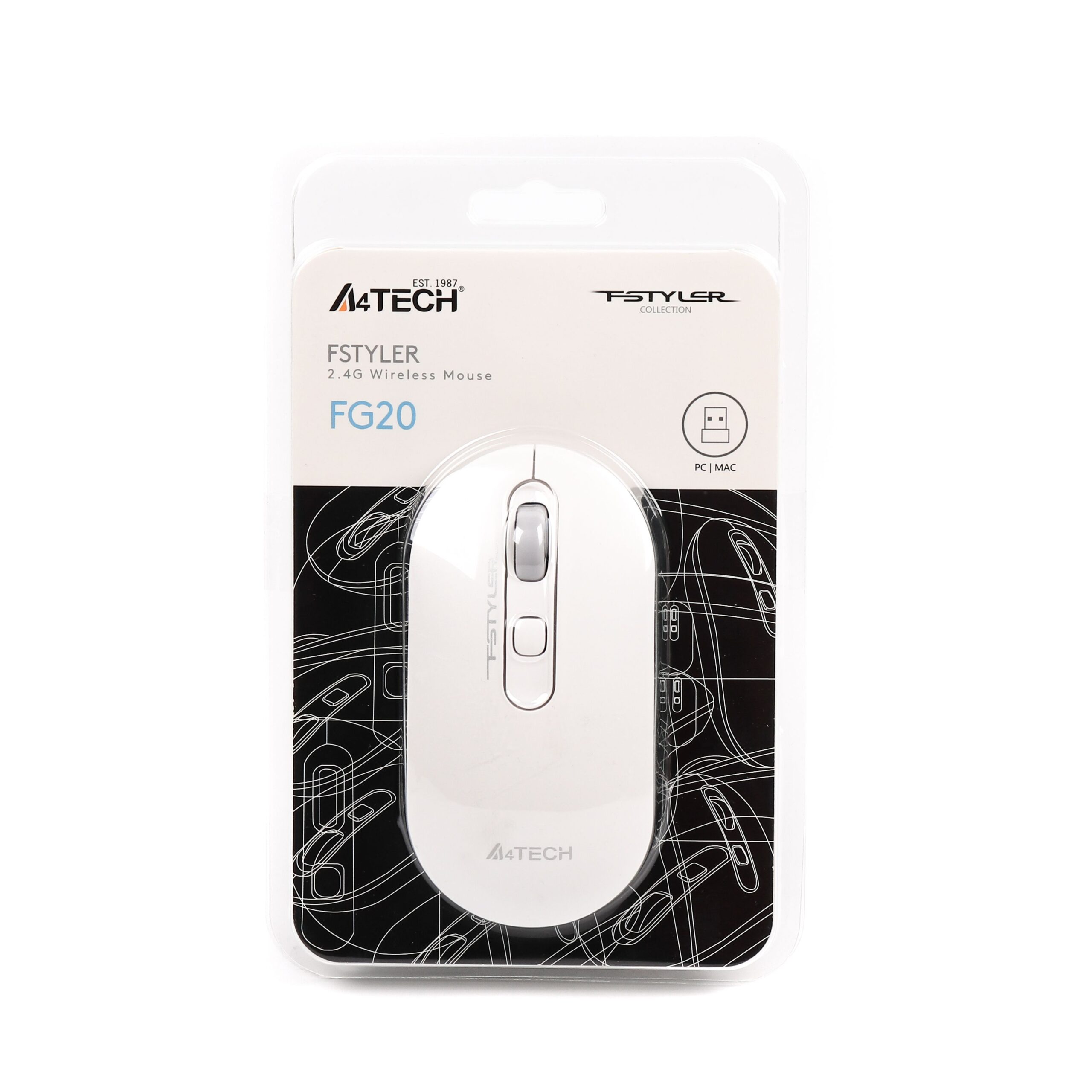 Миша бездротова Fstyler, USB, 2000 dpi, білий A4Tech FG20 — фото 6