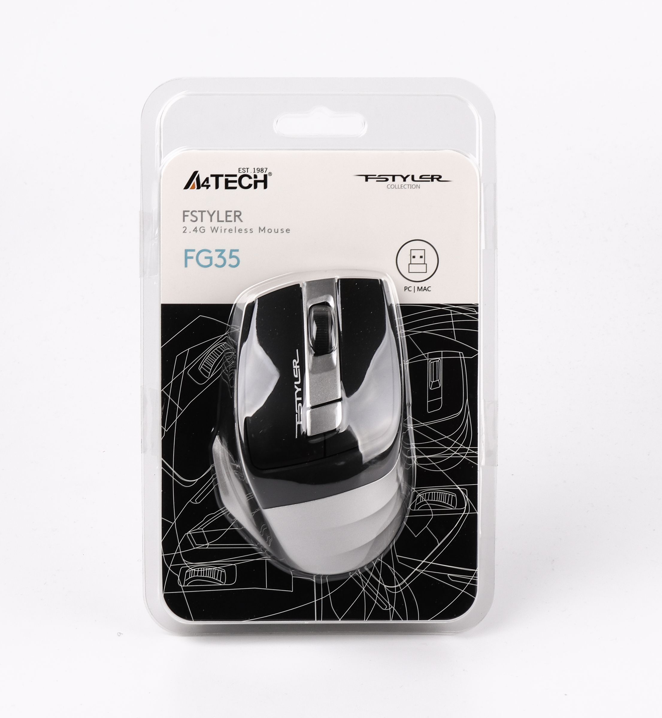 Миша бездротова Fstyler, USB, 2000 dpi, сірий A4Tech FG35 — фото 6