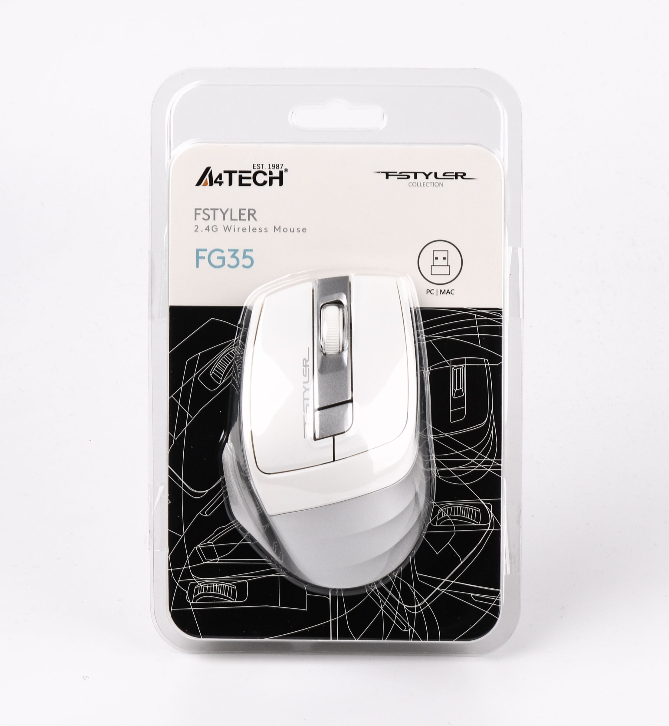 Миша бездротова Fstyler, USB, 2000 dpi, срібло A4Tech FG35 сріблястий — фото 5
