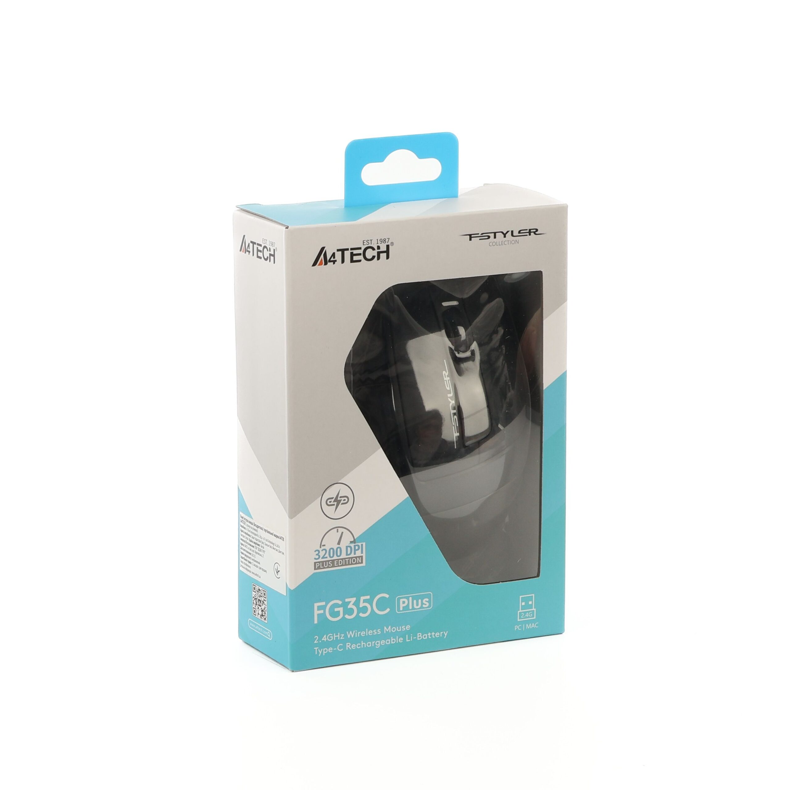 Миша бездротова Fstyler, USB, 3200 dpi A4Tech FG35C Plus сірий — фото 12