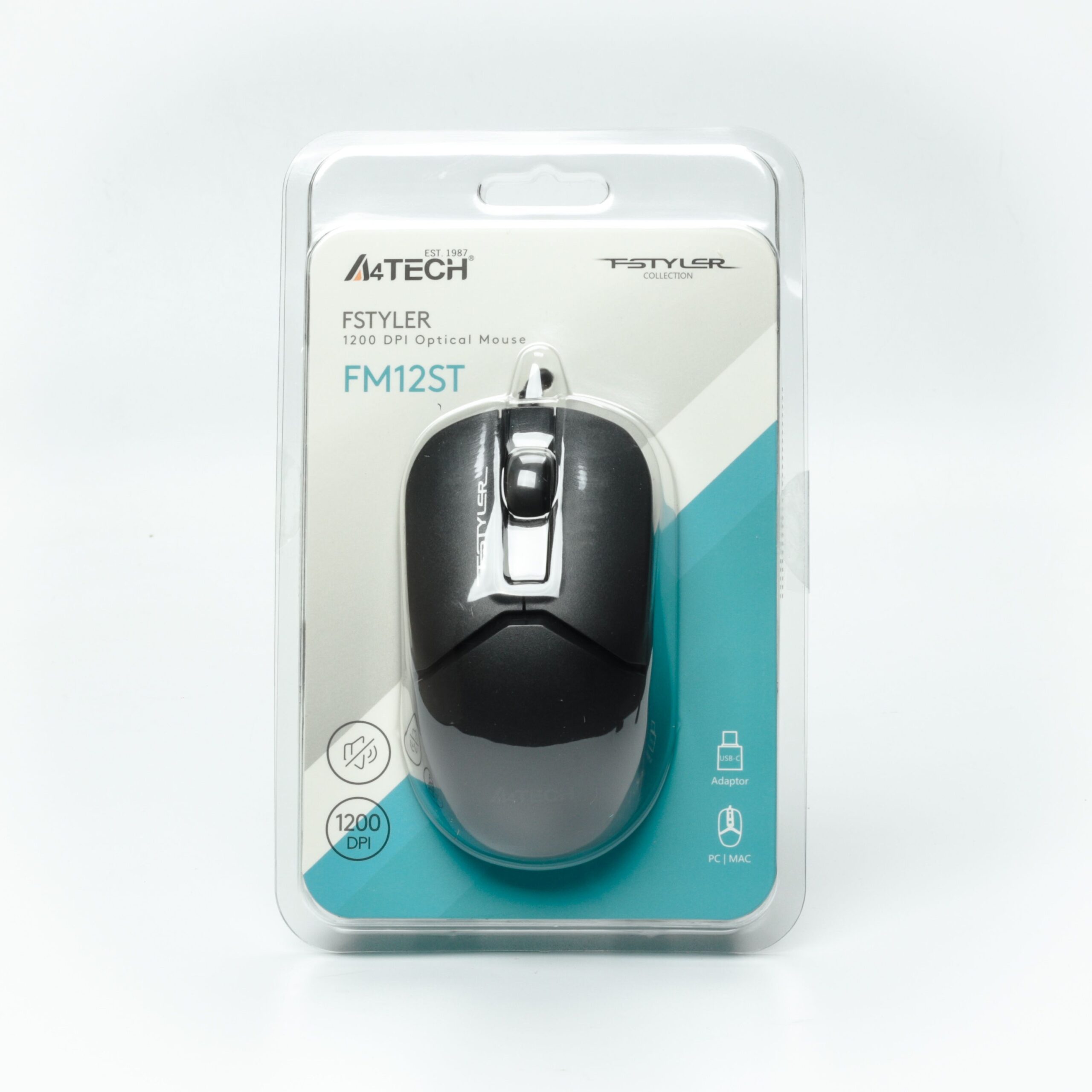 Миша дротова безшумна Fstyler, USB, 1200 dpi A4Tech FM12ST чорний — фото 10
