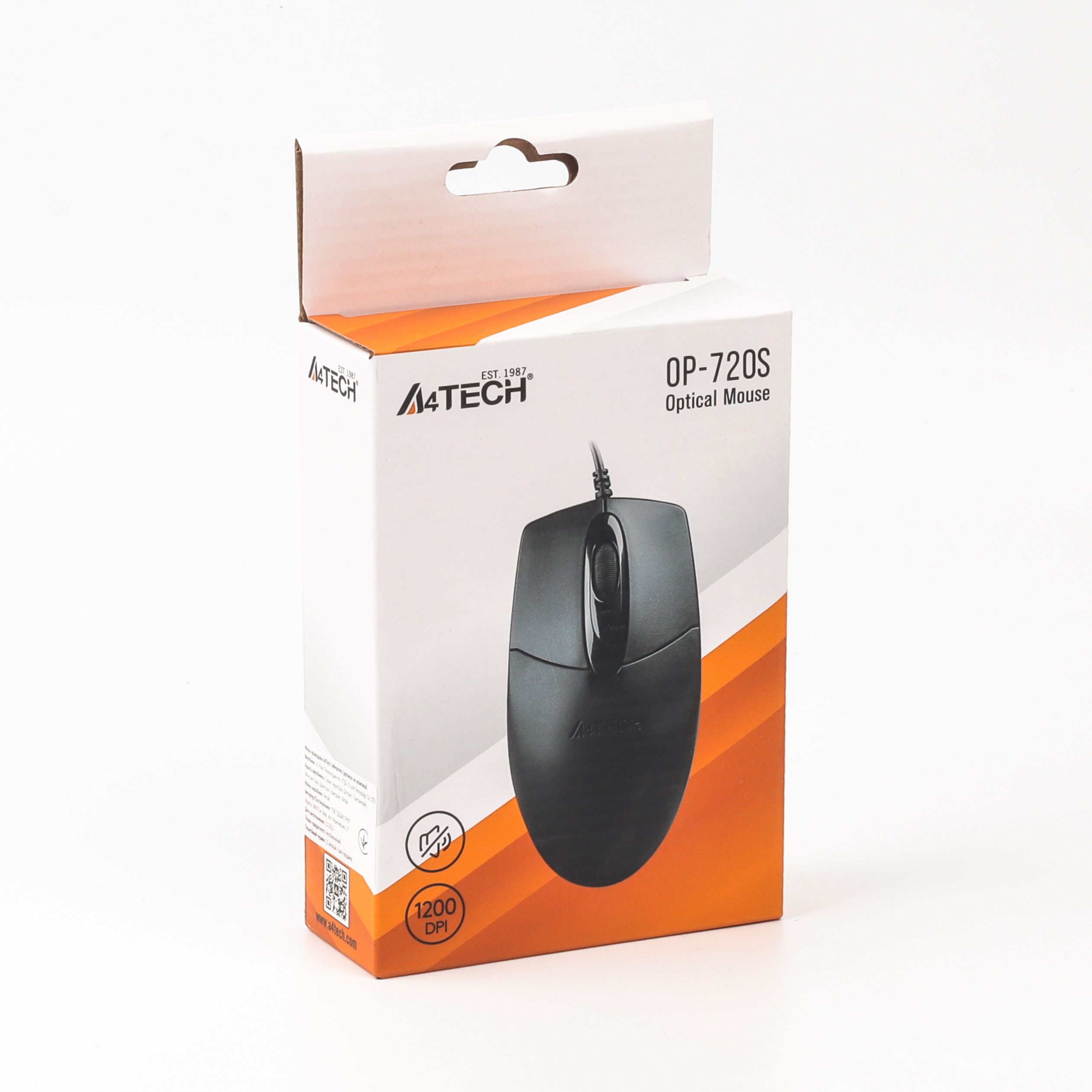 Миша дротова безшумна USB, 1200 dpi A4Tech OP-720S USB чорний — фото 6