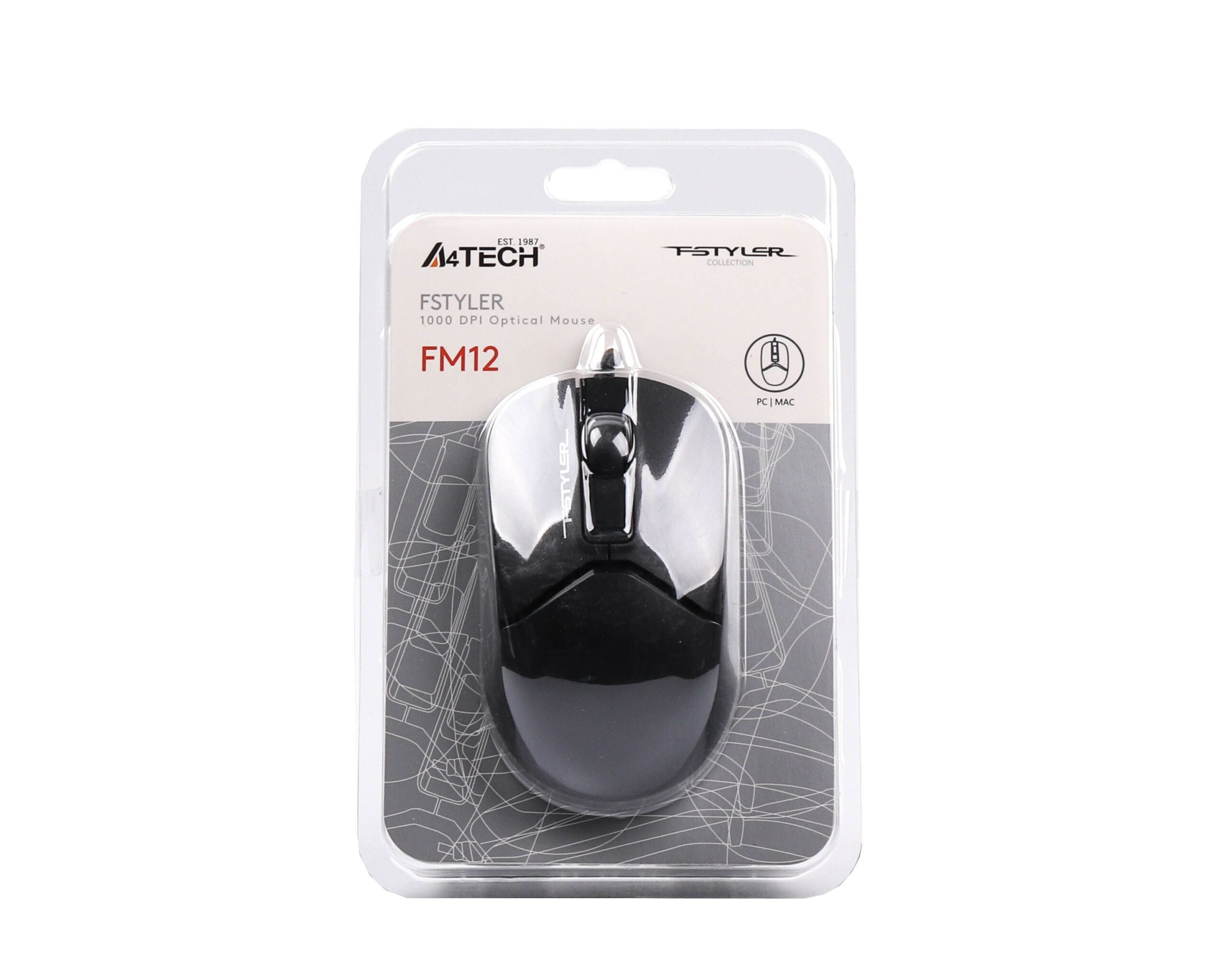 Миша дротова Fstyler, USB, 1200 dpi A4Tech FM12 чорний — фото 8