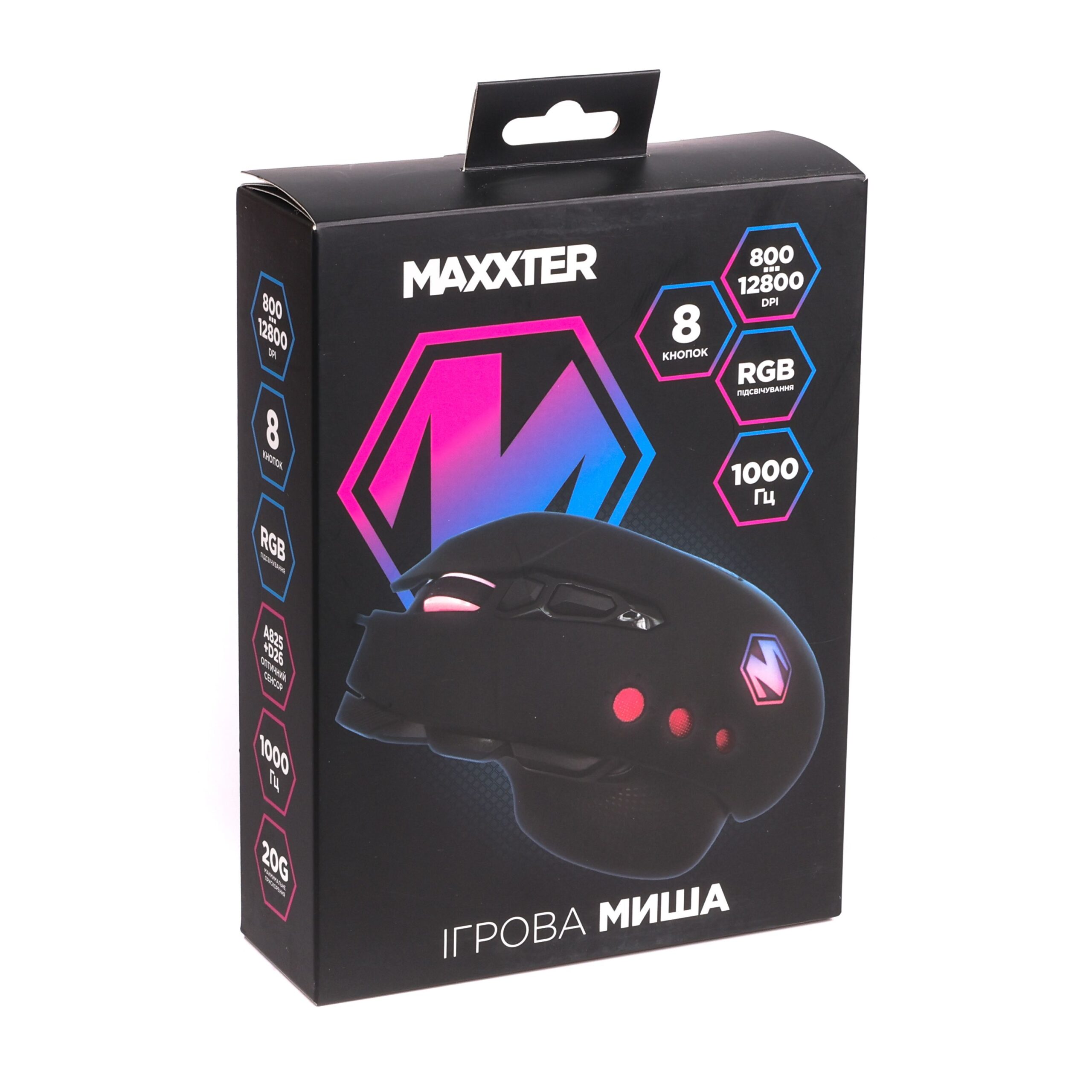 Миша ігрова, Instant 825, 9 кнопок, 12800 DPI, RGB, USB, чорна — фото 5