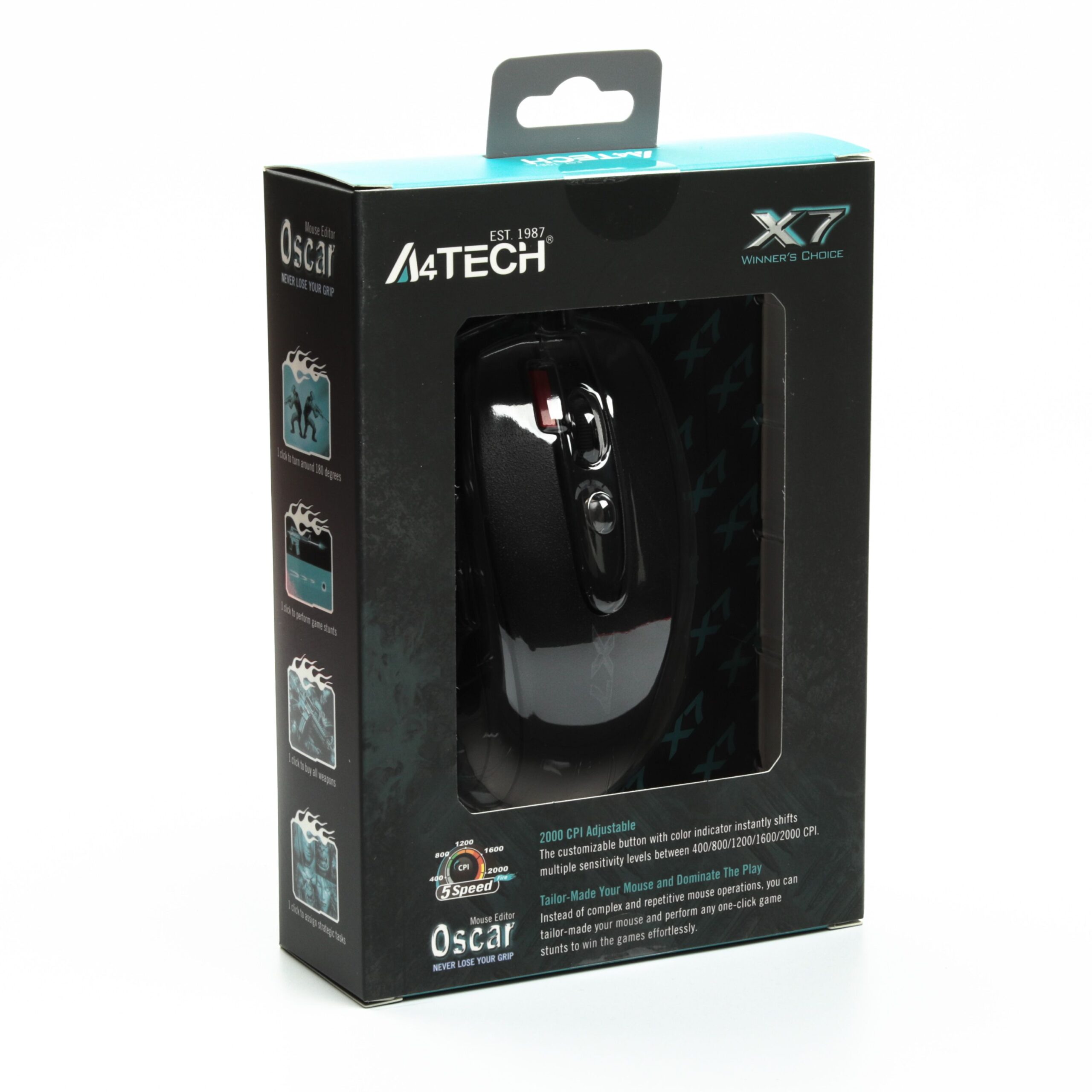 Миша ігрова Oscar, 2000 DPI, Кнопка 3xFire, USB A4Tech X-710BK USB — фото 7