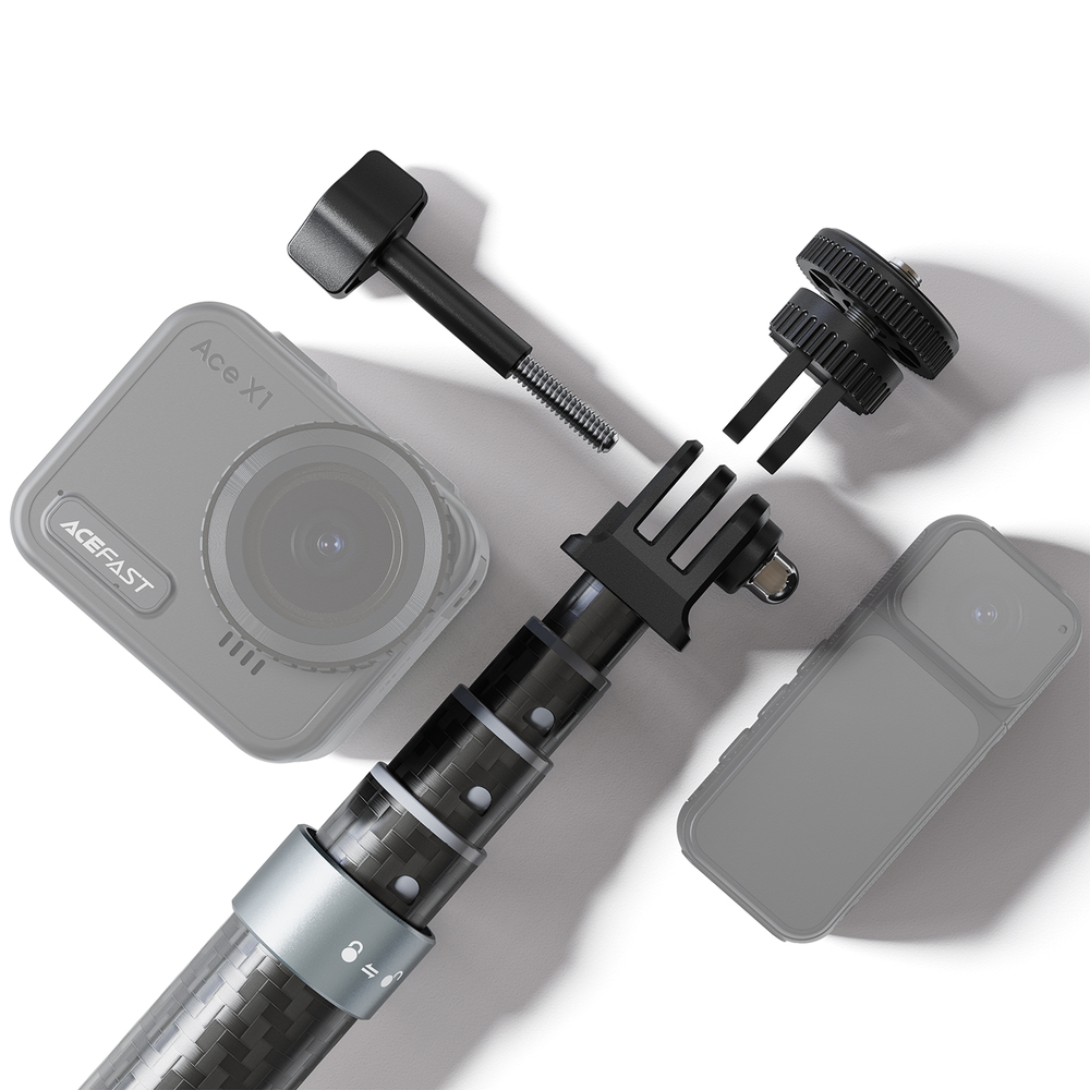 Монопод ACEFAST E38 1.2m carbon fiber telescopic selfie stick Gray-Black — фото 8