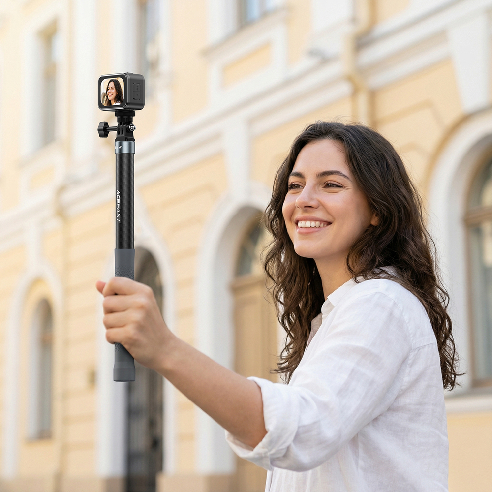 Монопод ACEFAST E38 1.2m carbon fiber telescopic selfie stick Gray-Black — фото 9