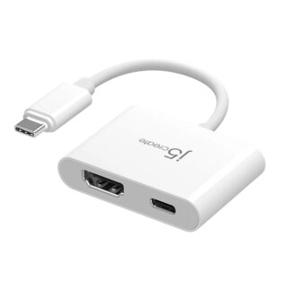 Мультиадаптер USB-C 2-в-1 (Hdmi/PD), білий J5create JCA152-N