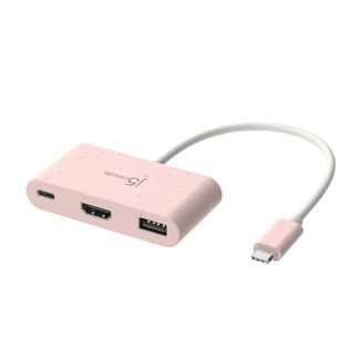 Мультиадаптер USB-C 3-в-1 (хаб/Hdmi/PD), рожевий J5create JCA379ER-N