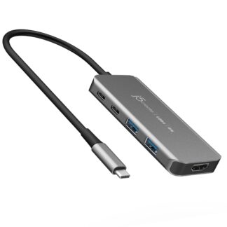 Мультиадаптер USB-C 5-в-1 (хаб/Hdmi/PD/LAN), сірий J5create JCH453-N