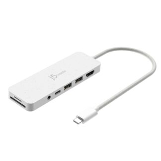 Мультиадаптер USB-C 6-в-1 (хаб/Hdmi/картридер/аудіо), білий J5create