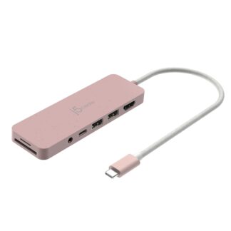 Мультиадаптер USB-C 6-в-1 (хаб/Hdmi/картридер/аудіо), червоний