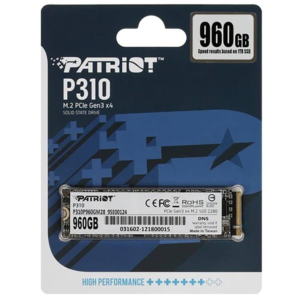 Накопичувач SSD M.2 Patriot P310 960GB NVMe 2280 PCIe 3.0x4 3D NAND TLC — фото 3