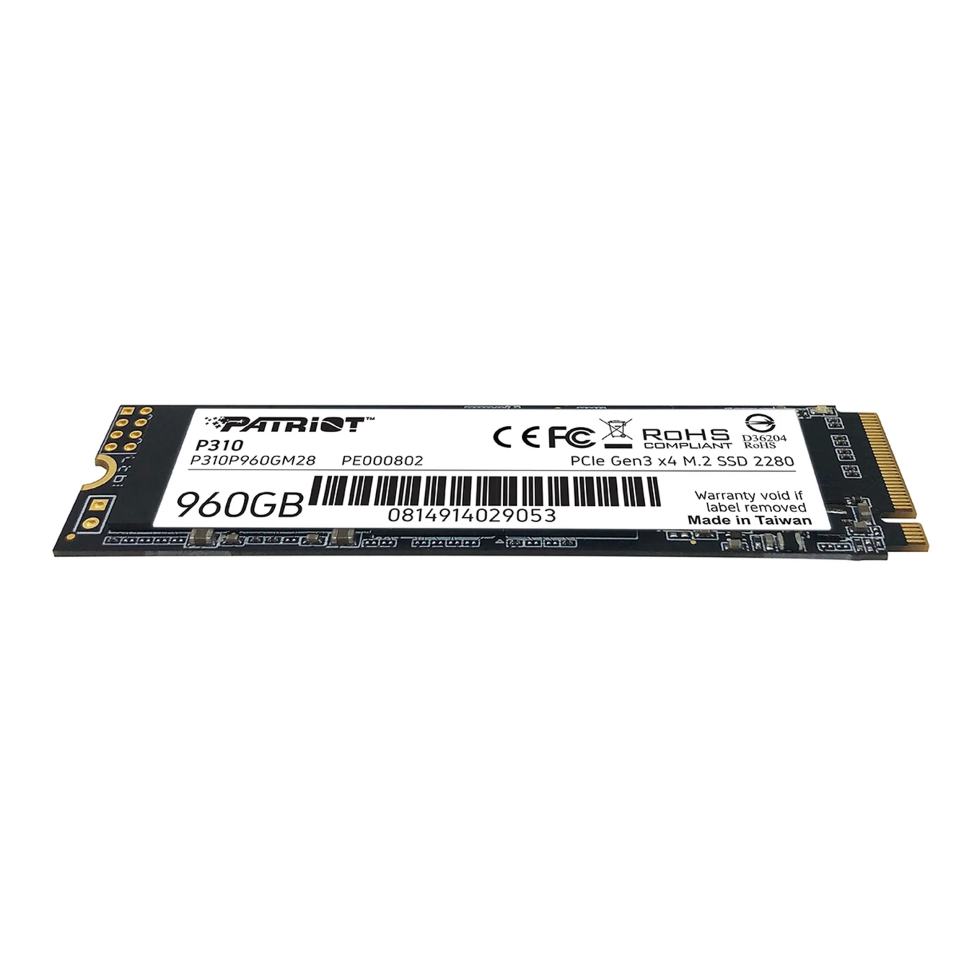 Накопичувач SSD M.2 Patriot P310 960GB NVMe 2280 PCIe 3.0x4 3D NAND TLC — фото 4