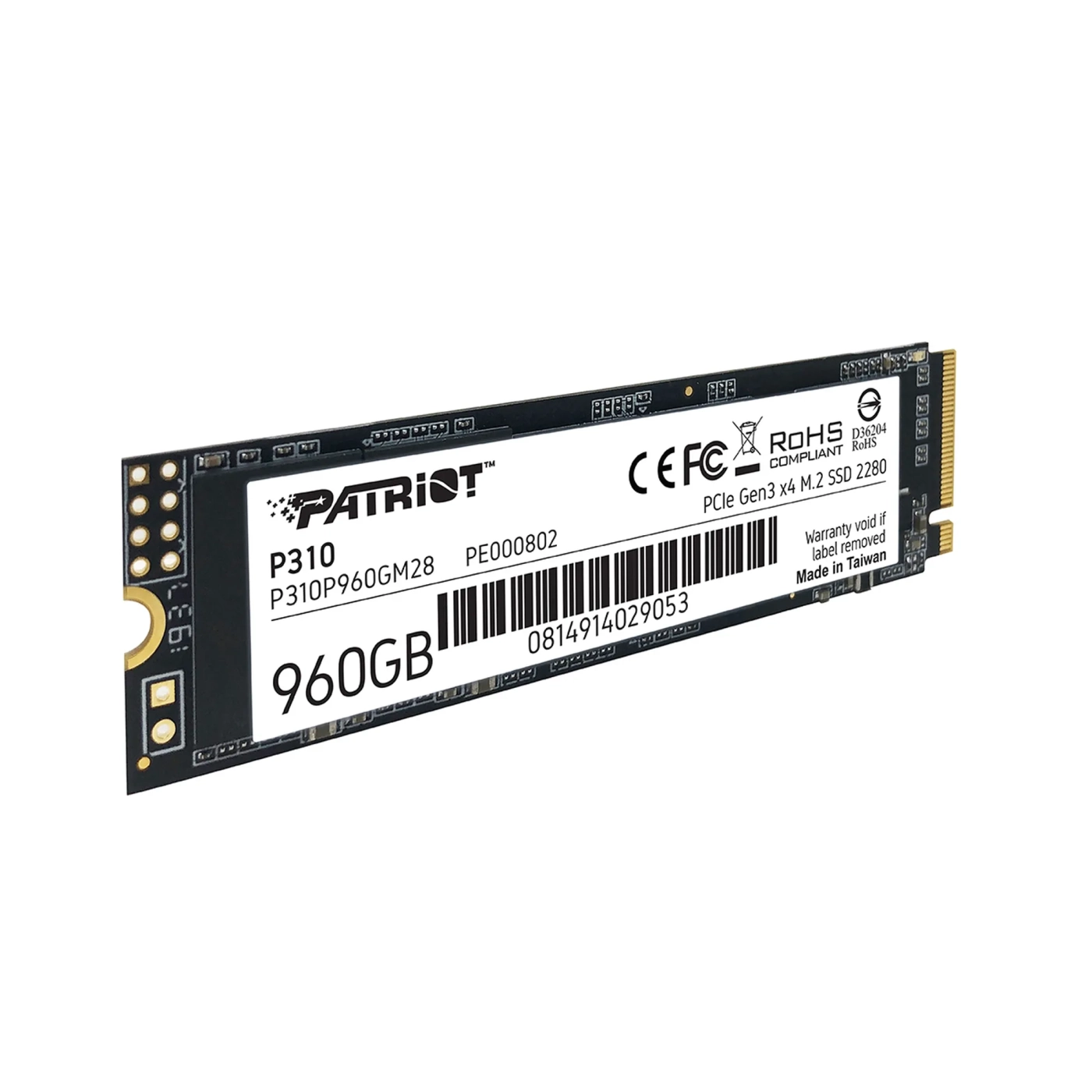 Накопичувач SSD M.2 Patriot P310 960GB NVMe 2280 PCIe 3.0x4 3D NAND TLC — фото 5