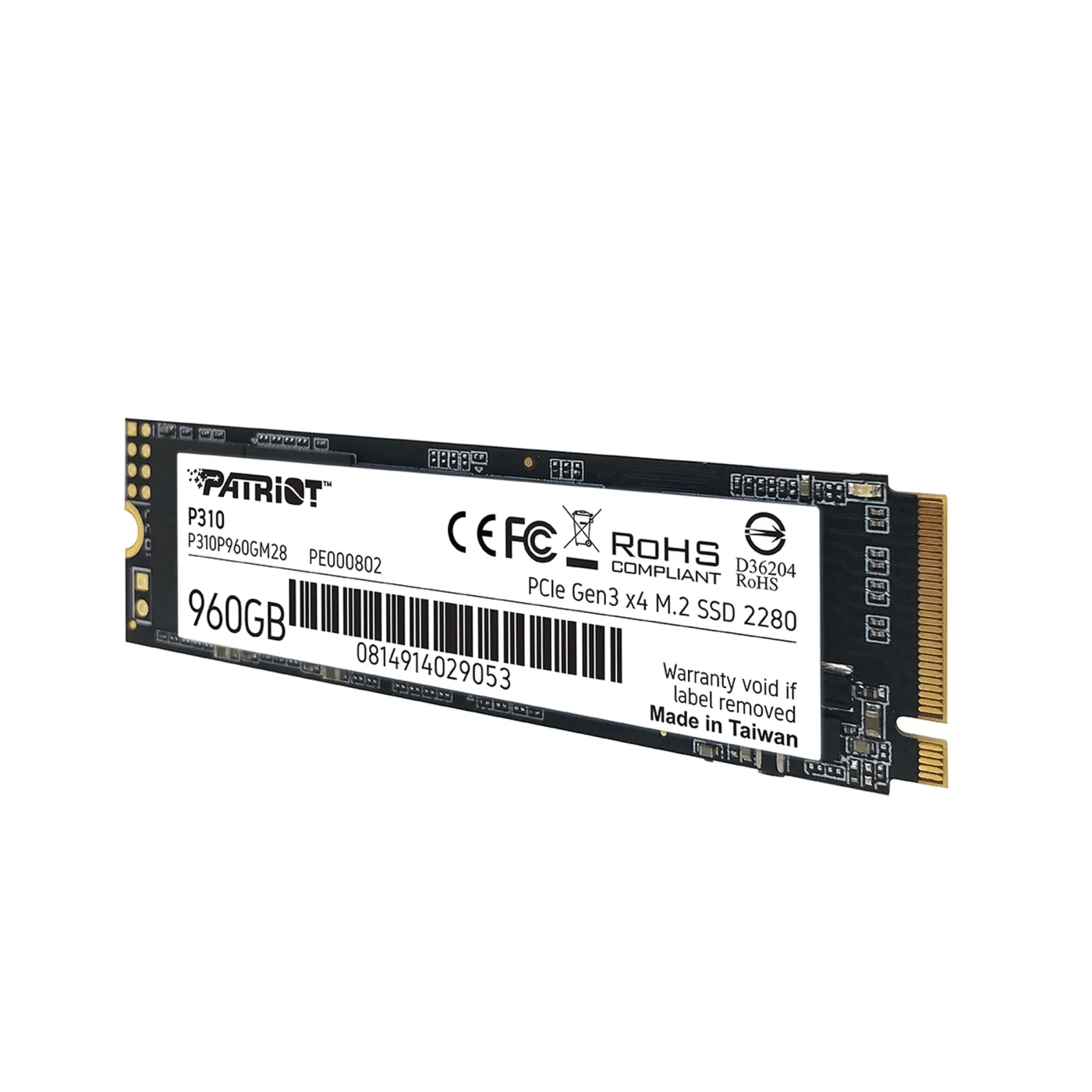 Накопичувач SSD M.2 Patriot P310 960GB NVMe 2280 PCIe 3.0x4 3D NAND TLC — фото 6