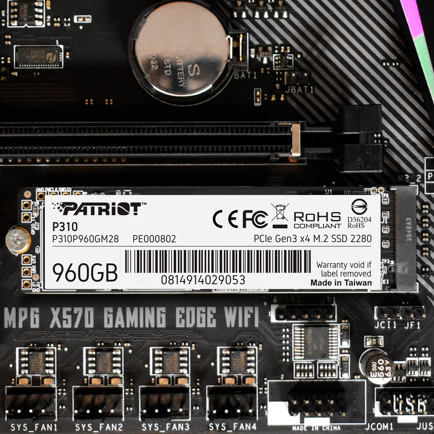 Накопичувач SSD M.2 Patriot P310 960GB NVMe 2280 PCIe 3.0x4 3D NAND TLC — фото 8