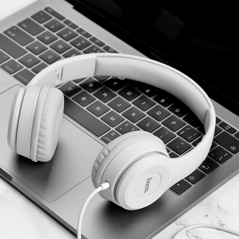 Навушники дротові HOCO W21 Graceful charm wire control headphones (3.5mm) Gray — фото 4