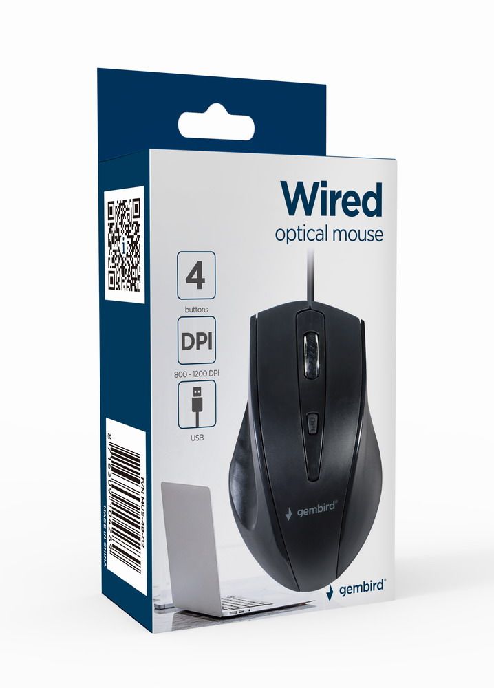 Оптична миша, USB інтерфейс, 1200 dpi, чорний Gembird MUS-4B-02 — фото 4