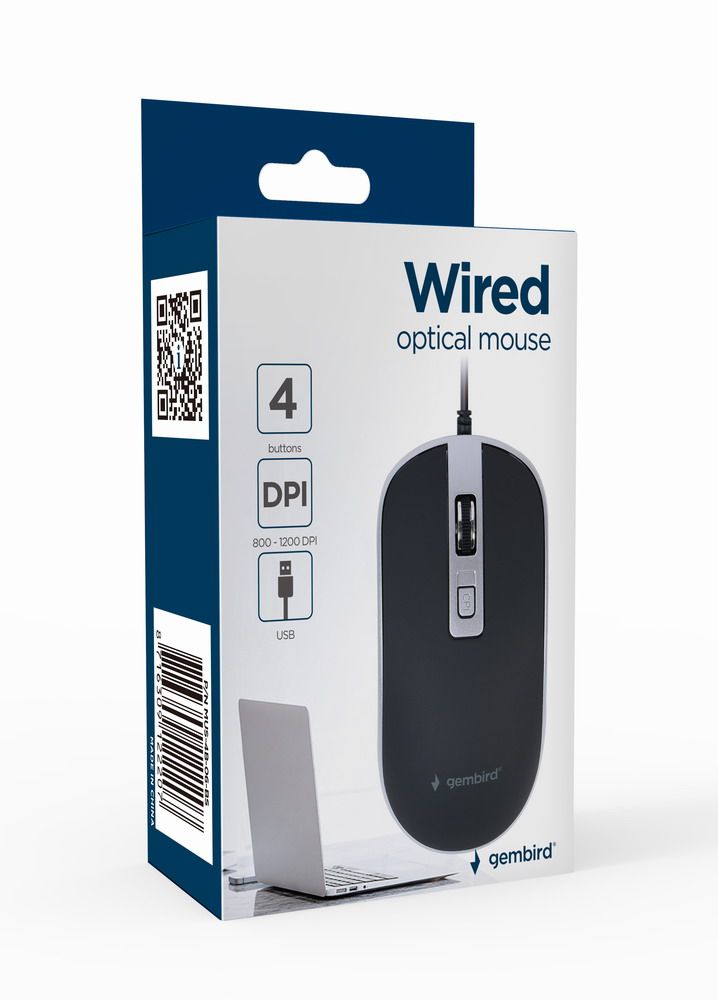 Оптична миша, USB інтерфейс, 1600 dpi, чорно-с i рий Gembird — фото 4