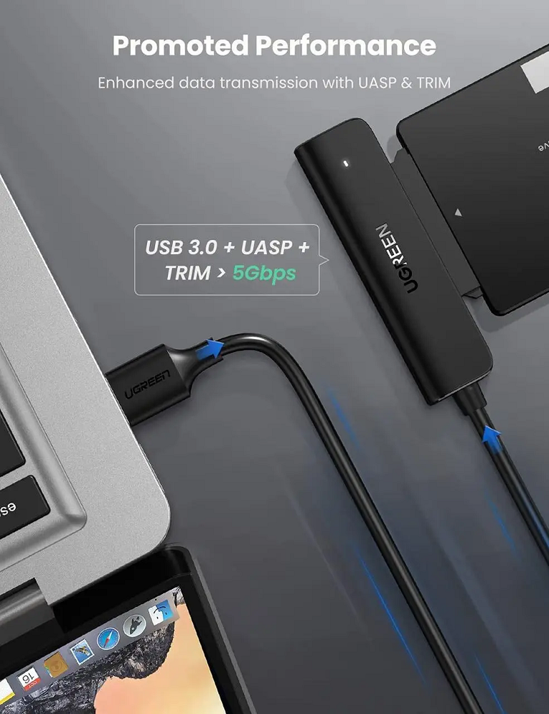 Перехідник для жорсткого диска UGREEN CM321 USB 3.0 to Sata III — фото 4