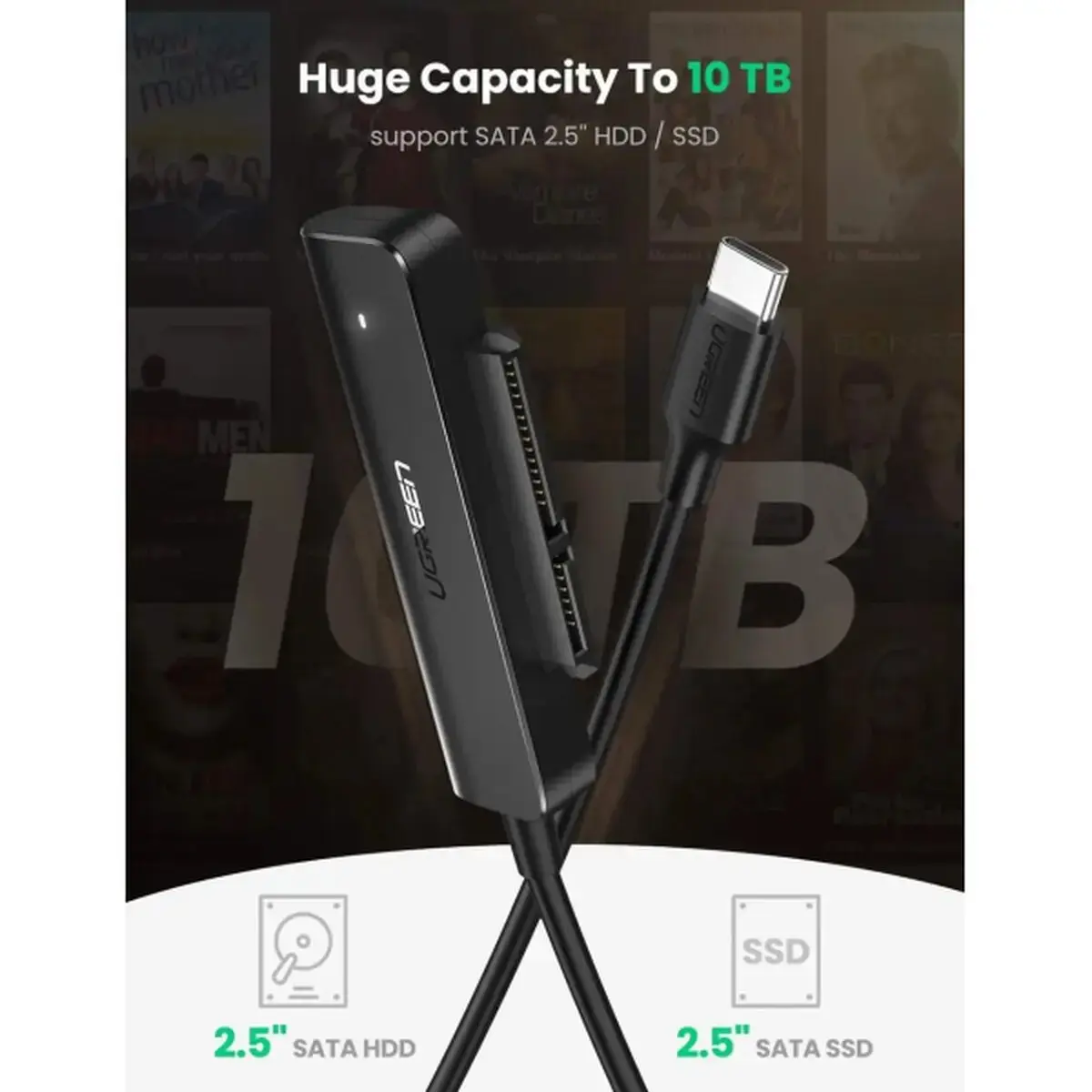Перехідник Ugreen 5 Гбіт/с CM321 USB-A 3.0 to Sata 70609 — фото 2