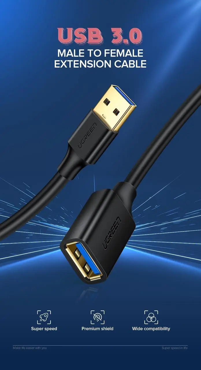 Подовжувач USB 3.0 UGREEN US129 для ноутбука та ПК — фото 3