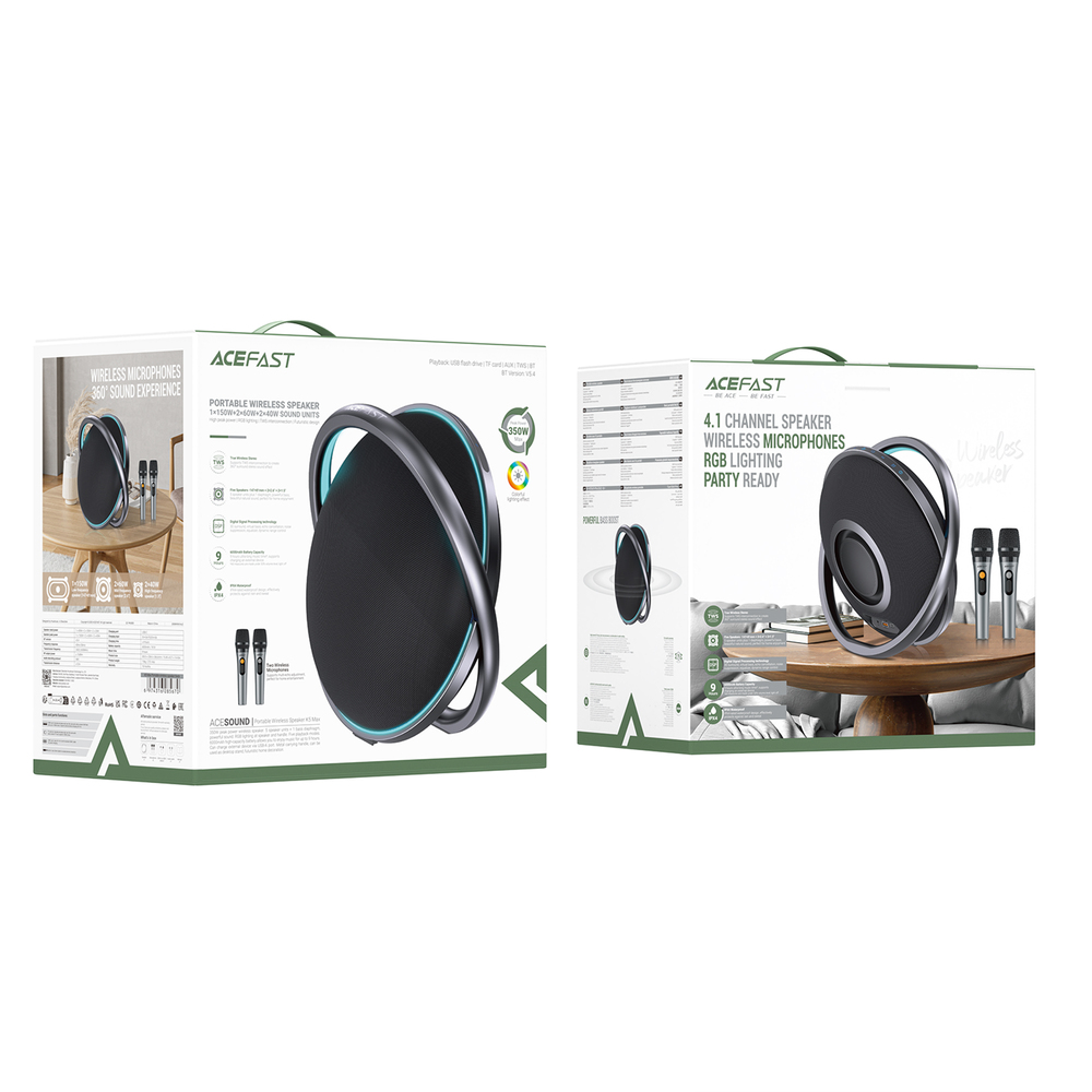 Портативна колонка ACEFAST K5 Max, 220W, IPX4, Black — фото 3