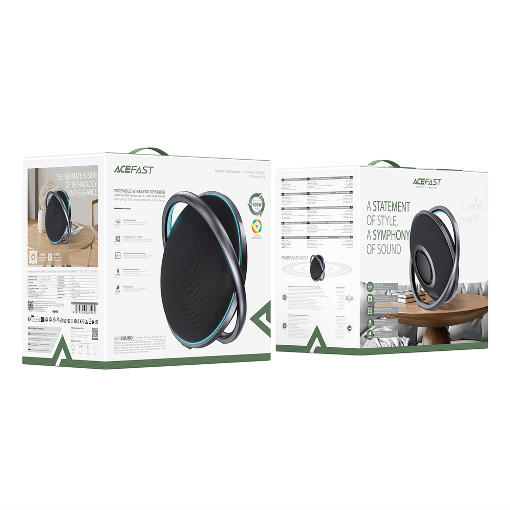Портативна колонка Acefast K5 Pro, 60W, Black — фото 3