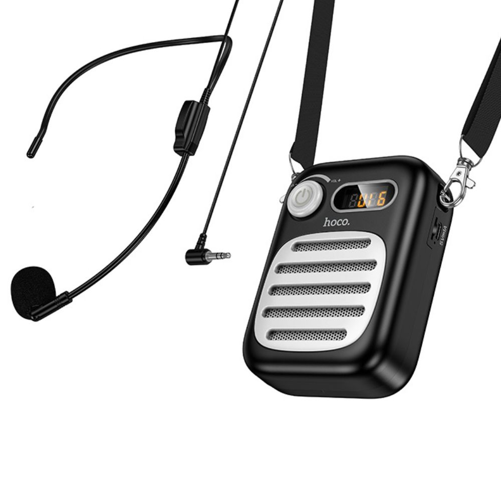 Портативна колонка з гарнітурою HOCO L23 Lemony speaker with wired microphone, 5W, Black — фото 4