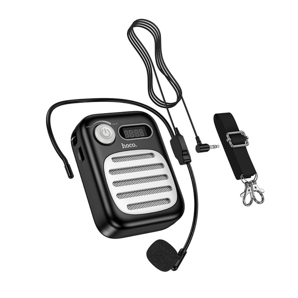 Портативна колонка з гарнітурою HOCO L23 Lemony speaker with wired microphone, 5W, Black — фото 5