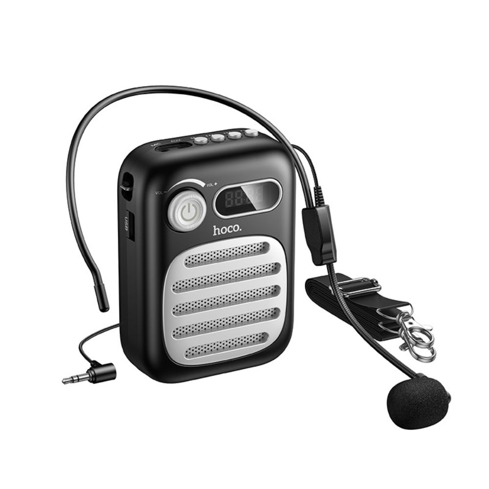 Портативна колонка з гарнітурою HOCO L23 Lemony speaker with wired microphone, 5W, Black — фото 6