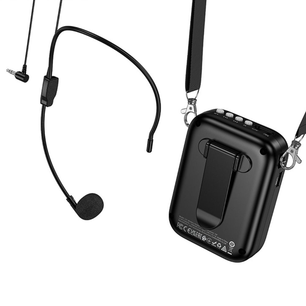 Портативна колонка з гарнітурою HOCO L23 Lemony speaker with wired microphone, 5W, Black — фото 7