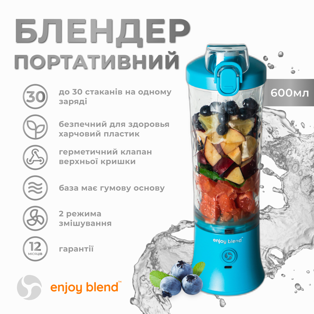 Портативний блендер Enjoy Blend 63738318 блакитного кольору — фото 4