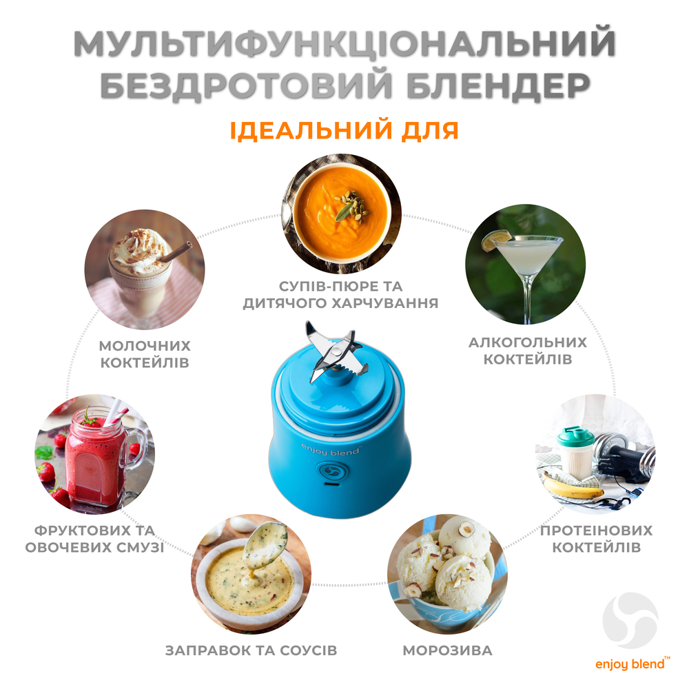 Портативний блендер Enjoy Blend 63738318 блакитного кольору — фото 5