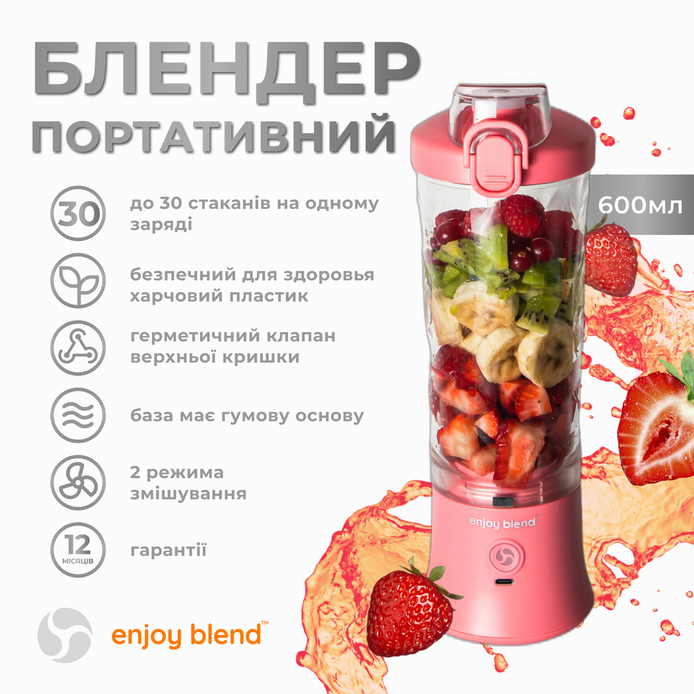 Портативний блендер Enjoy Blend 63738399 рожевий — фото 4