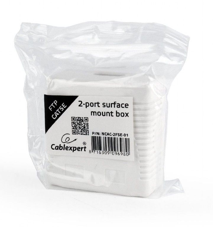 Розетка на 2 порти з екраном RJ-45, 5 Е cat, зовнішня Cablexpert — фото 2