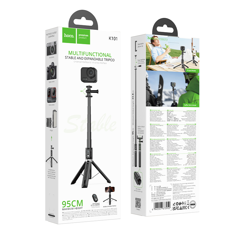 Штатив HOCO K101 Prestigio multifunctional tripod Black — фото 3