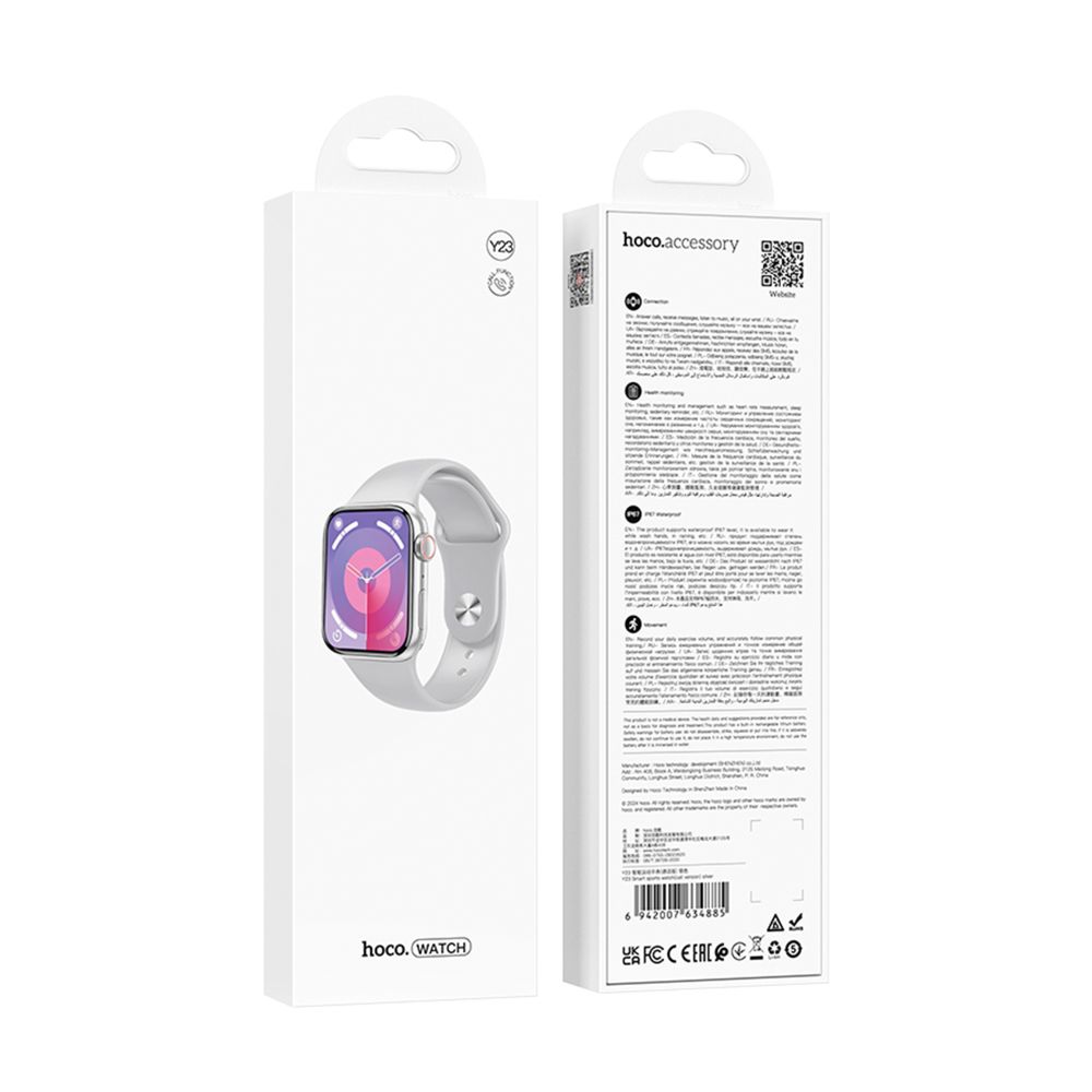 Смарт-годинник HOCO Y23 51mm. 300 mAh. IP67 Smart sports watch(call version) Silver — фото 3