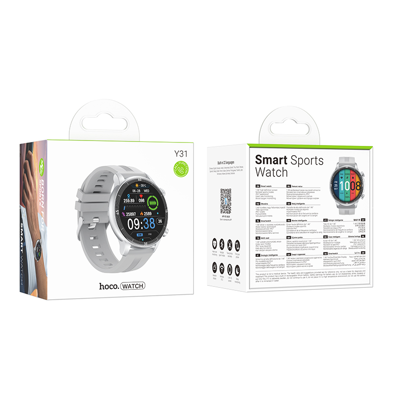 Смарт-годинник HOCO Y31 37mm, 250 mAh, Smart sports watch(call version) Silver — фото 3