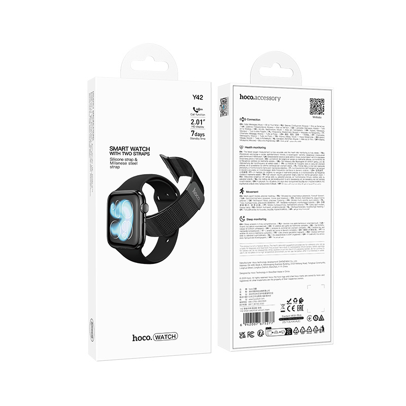 Смарт-годинник HOCO Y42 51mm. 200 mAh. IPX6 Smart watch(call version) Black — фото 3