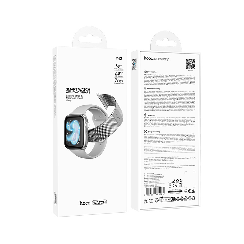 Смарт-годинник HOCO Y42 51mm. 200 mAh. IPX6 Smart watch(call version) Silver — фото 3