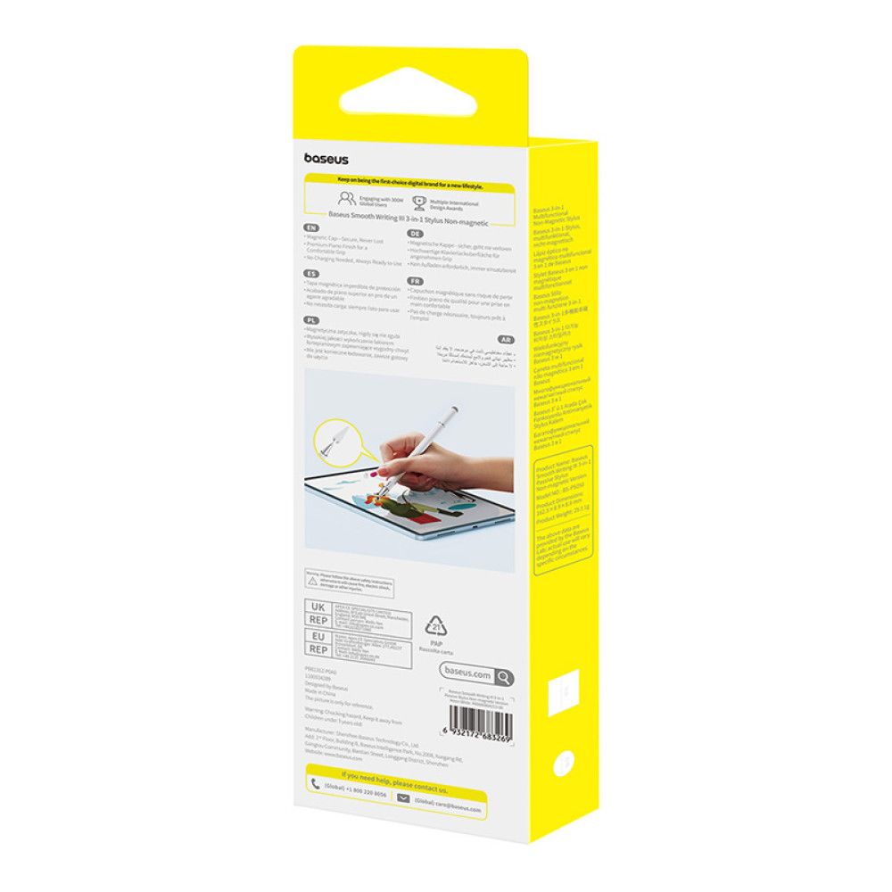 Стилус Baseus Smooth Writing III 3-in-1 Passive Stylus Non-magnetic Version Moon White — фото 4