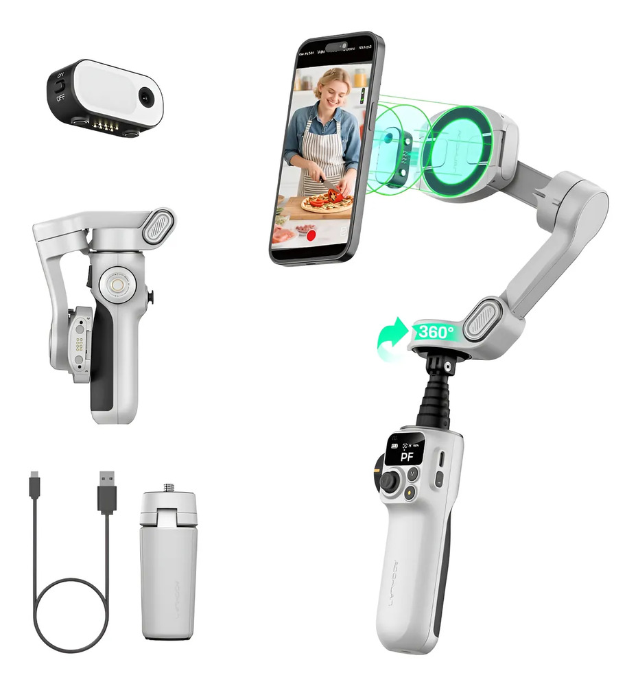 Триосьовий стабілізатор для телефону AOCHUAN Smart P2 White — фото 5