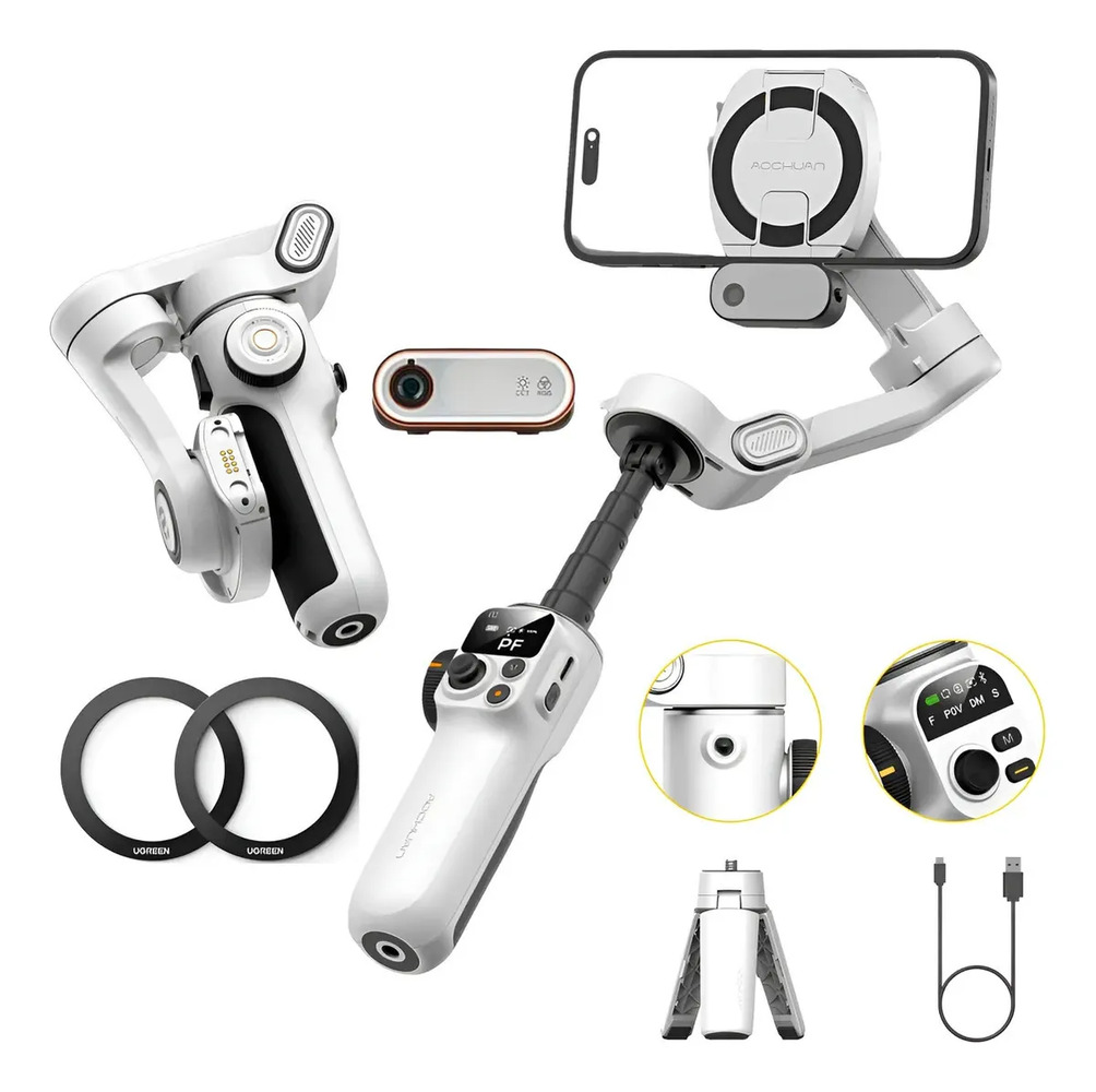 Триосьовий стабілізатор для телефону AOCHUAN Smart P2 White — фото 6