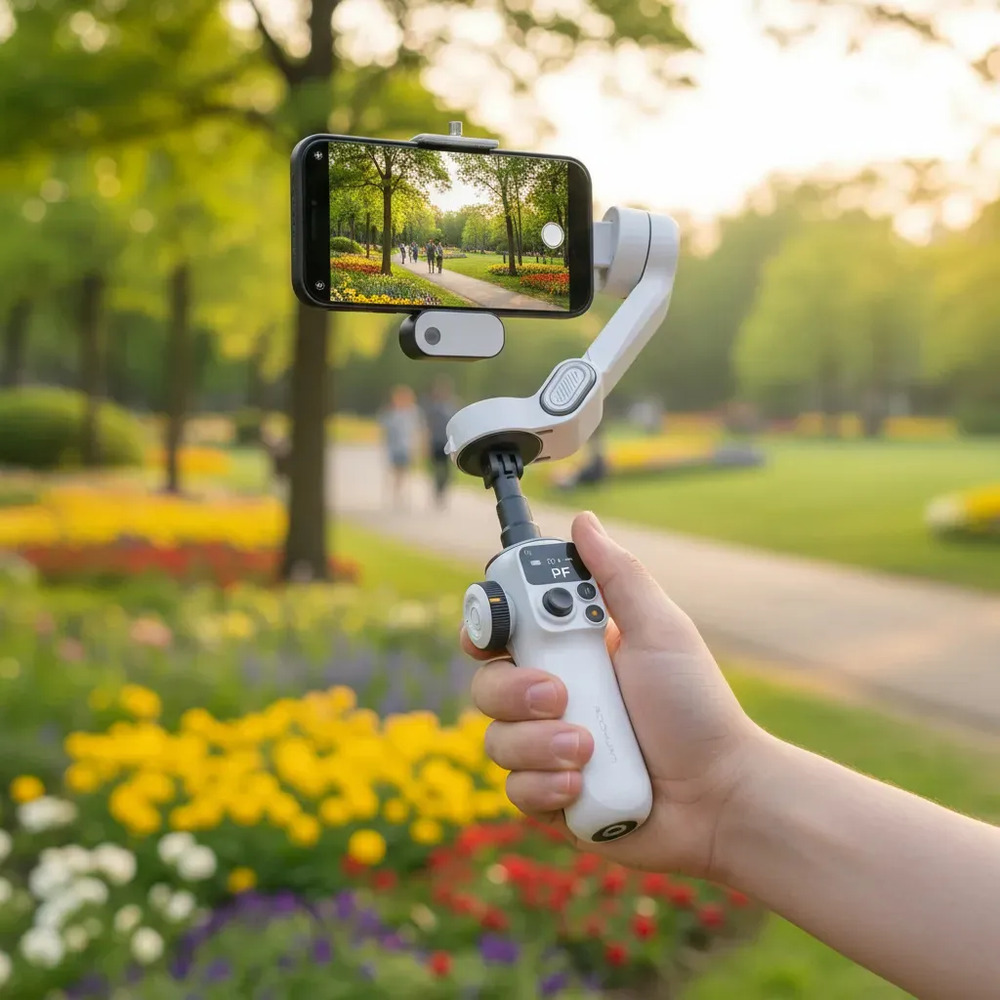 Триосьовий стабілізатор для телефону AOCHUAN Smart P2 White — фото 7