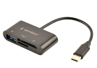 Type-C кардридер, вихід - USB 2.0, SD+Micro-SD, пластик, чорний