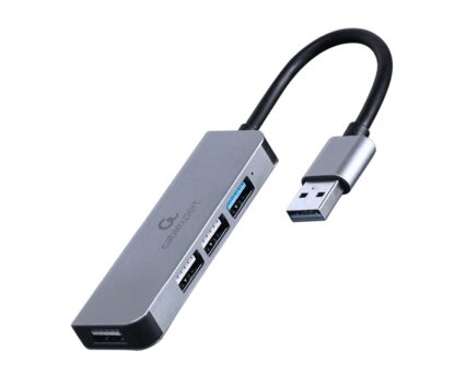 USB-A на 1 х USB 3.1 Gen1 (5 Gbps), 3 х USB 2.0, метал, сірий
